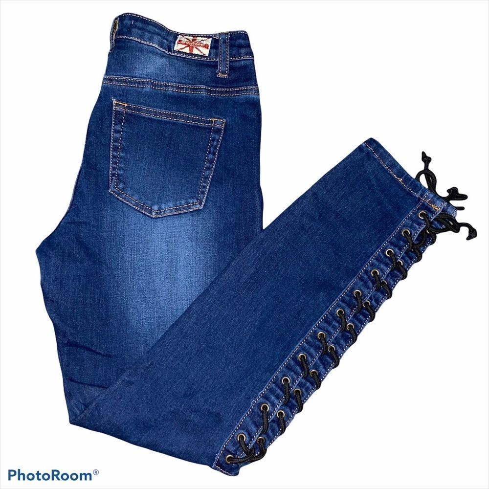 Machine jeans ankle/crop lace up legs skinny Sz 5